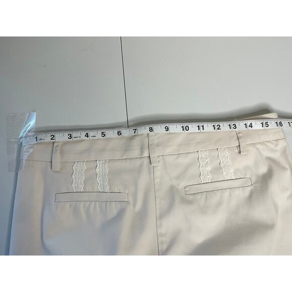 Marc Jacobs White High Rise Straight Leg Pants Embroidered Accent Office 8 - Picture 8 of 8